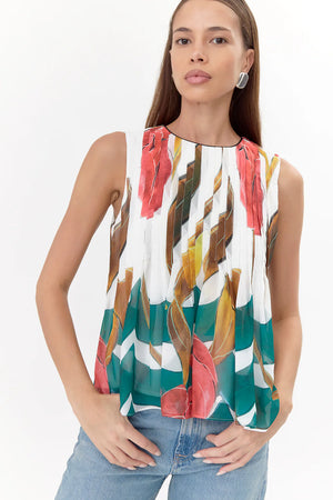 
                  
                    Charger l&amp;#39;image dans la galerie, ADELYN RAE - TOP - F251T7124 - BLANC/ROSE/VERT/JAUNE
                  
                