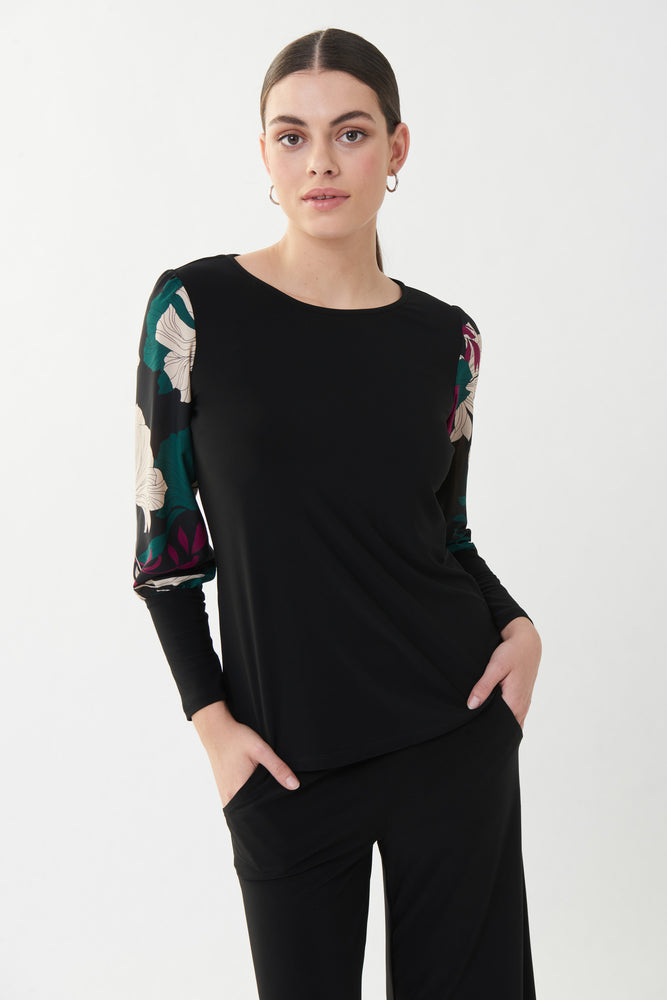 JOSEPH RIBKOFF - BLOUSE - 223253 NOIR/ROSE/VERT / 10