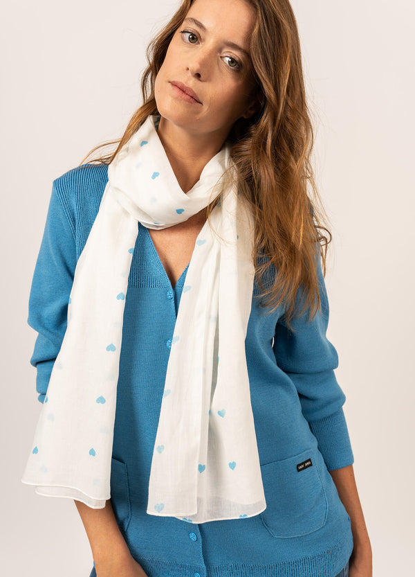 SAINT-JAMES - FOULARDS - FOUALRD COEUR - BLANC/POEME